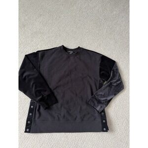 Athleta Athleisure Sweatshirt Size S Black Velvet Mixed Media Snap Sides